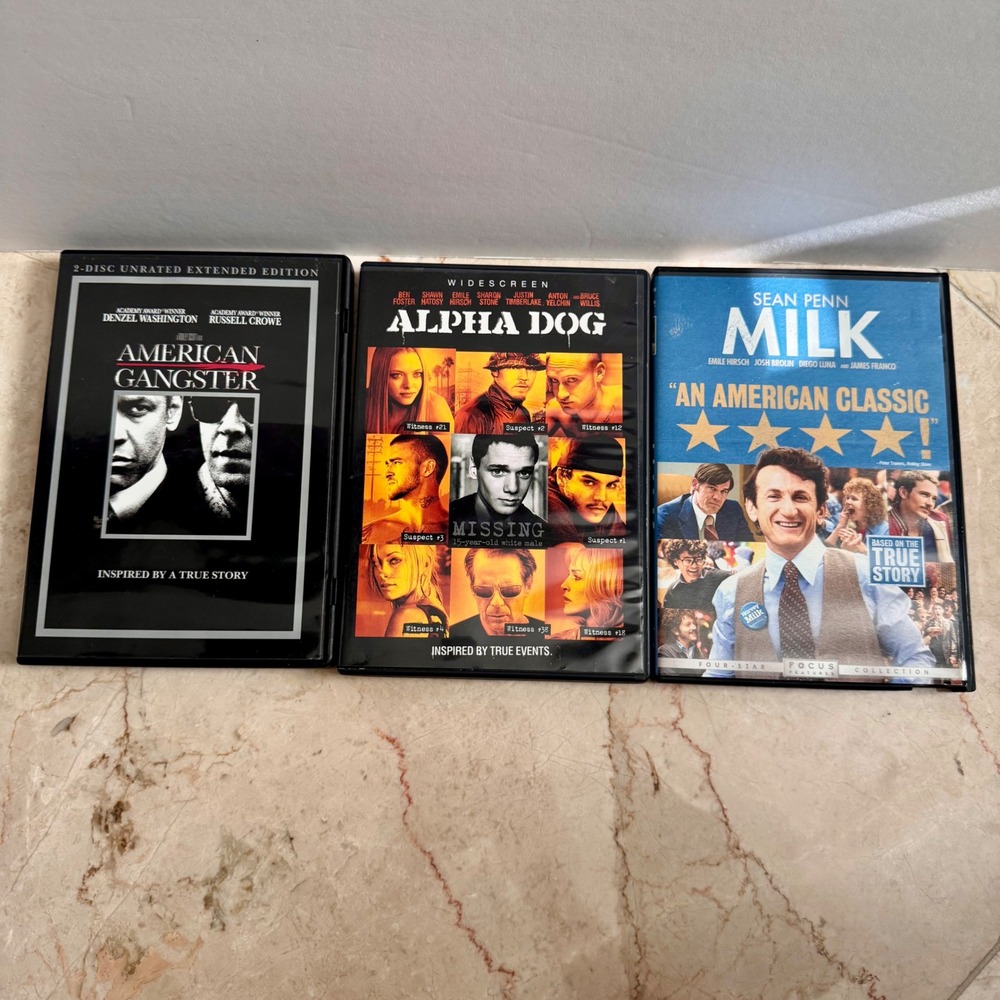 American Gangster Alpha Dog Milk Sean Penn DVD Movie Lot Crime‎ Drama